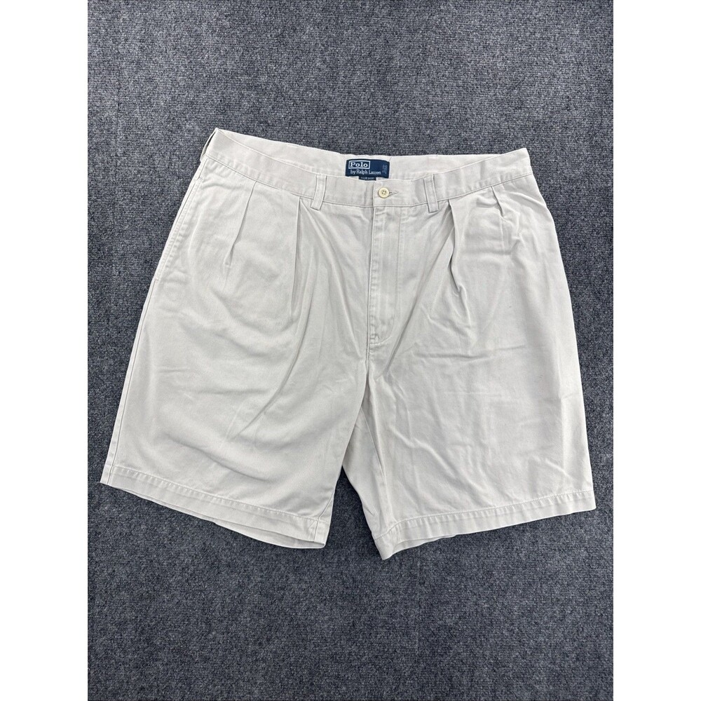 Polo Ralph Lauren Tyler Shorts Mens 38 Beige Pleated Chino 100% Cotton